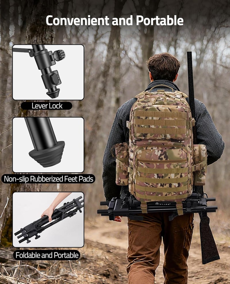 CVLIFE Hunting Rests Shooting Tripod Rifle Hunting Gun Tripod, with Dual Frame and Flexible Orientation, Provide Max Stability for Ground Blinds Shooting Outdoors - Image 5